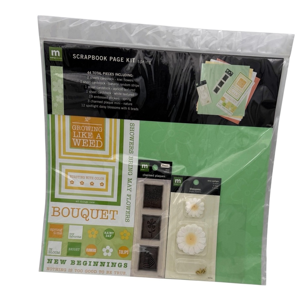 Making Memories Scrapbook Page Kit Spring 44pc Cardstock Stickers Flowers 27288